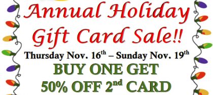 The Cultured Pearl’s Famous Holiday Gift Card Sale 2017 is here!